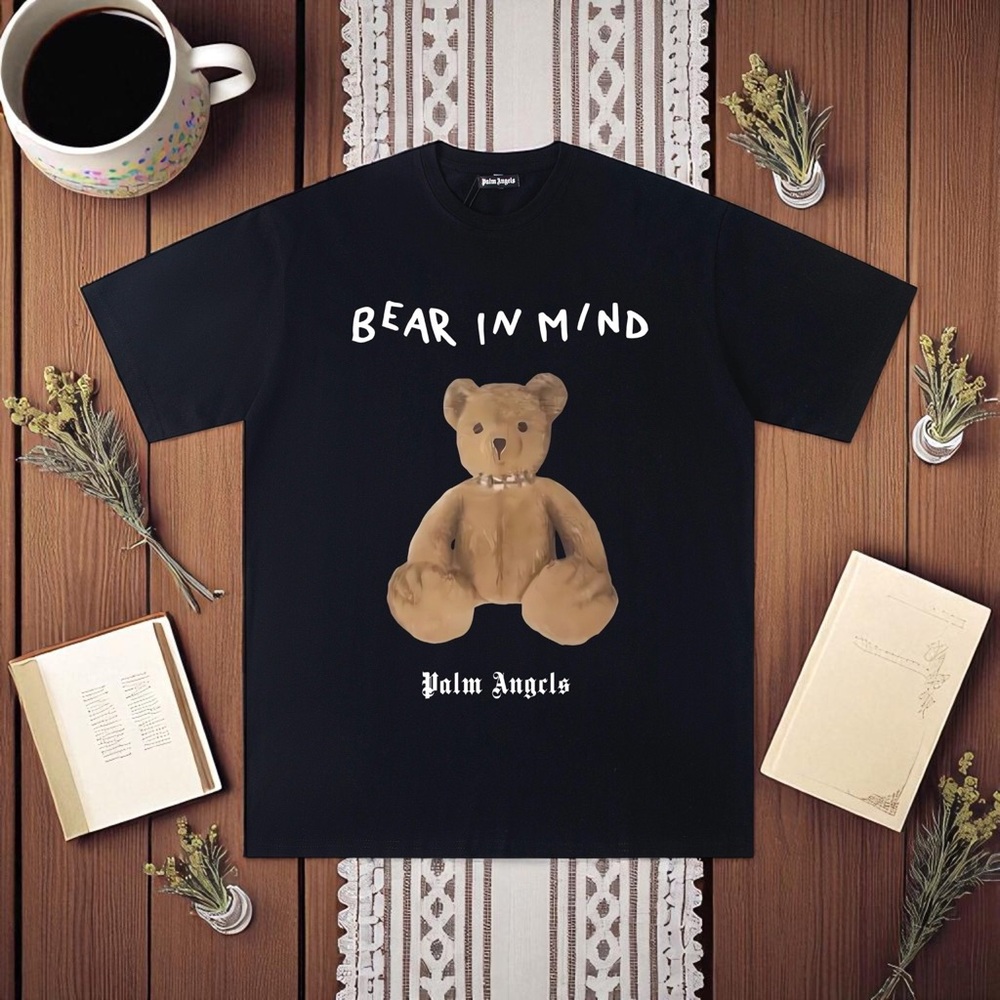 Palm Angels Black and Brown Teddy Bear Tee